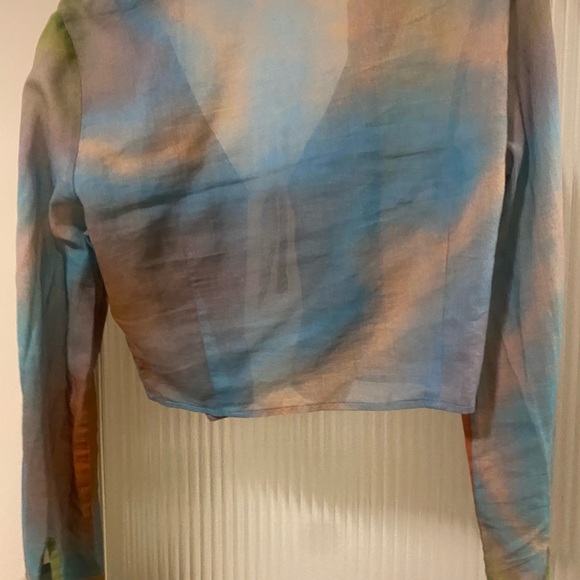 Paloma Wool Carolee tie front marble tie die sheer blouse size small - Picture 6 of 9